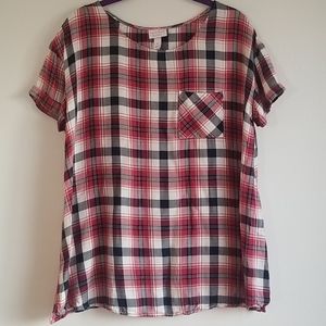 Checkered short sleeve top